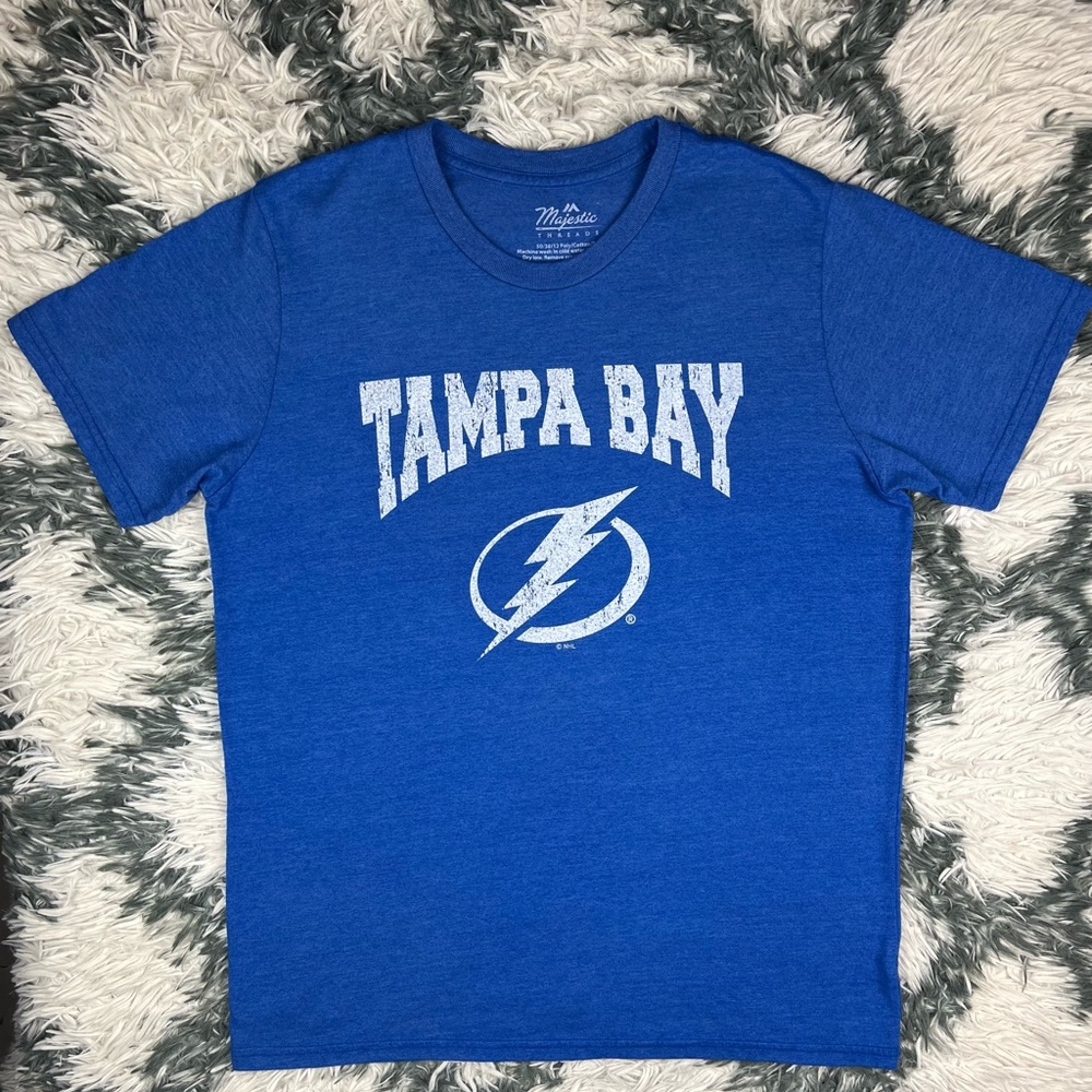 Majestic Threads Men's Tampa Bay Lightning T-Shirt Size XL Blue Short Sleeve